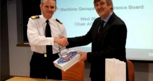 Commodore Guy Robinson from Navy Command Headquarters shaking hands with Geraint West, the NOC’s Director of National Marine Facilities after the signing of the Memorandum of Understanding