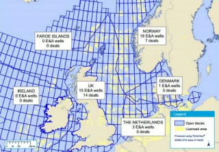 The distribution of well spuds and deals across North West Europe during the first quarter of 2014 (UK wells anddeals includes both offshore and onshore)