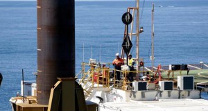 Carnegie’s Chief Operating Officer, Greg Allen, on board the foundation installation vessel