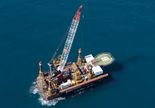 Foundation installation vessel on site at Carnegie’s Perth Project off Garden Island