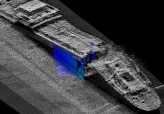 A sonar image of the tanker Halo, sunk in May, 1942