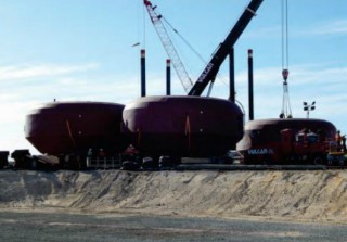 The three CETO 5 buoyant actuators at BAE Systems at Henderson, WA