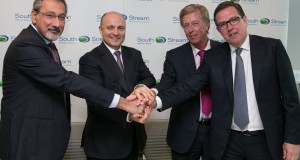 From left to right: Umberto Vergine (CEO of Saipem), Dr. Oleg Aksyutin (CEO of South Stream Transport), Frits Janmaat (VP Finance, Legal and Commercial of Allseas) and Cees Kooger (General Counsel Legal, Director of Allseas)