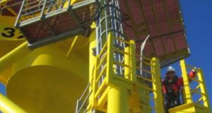 RWE Inspection of a foundation structure at Nordsee Ost offshore wind farm