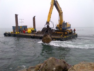 CRMC Oversees Rock Removal Operation in Charlestown Breachway