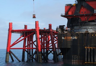 DONG Energy- Hejre's Support Structure Planted in North Sea