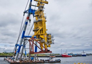 IHC EB's Pipe-Lay Tower En Route to Rotterdam