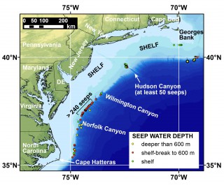 USGS Methane Leakage from Seafloor Widespread on U.S. Atlantic Margin