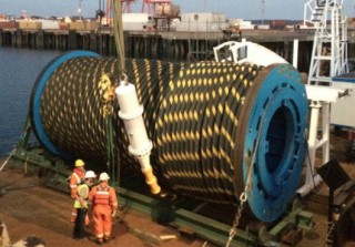 Gearing up for marine trials with FORCE power cable now on the barge.