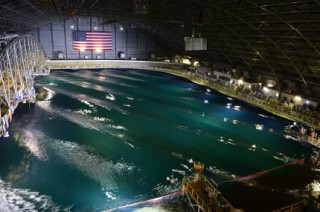 The Naval Surface Warfare Center Carderock Division unveiled its newly renovated wave testing basin