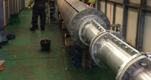 Photo from the ship: The second half of the repair. The two pieces of cable is set to a "coupling".