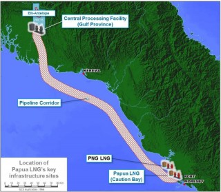 Location of Papua LNG's key infrastructure sites (PRNewsFoto/InterOil Corporation)